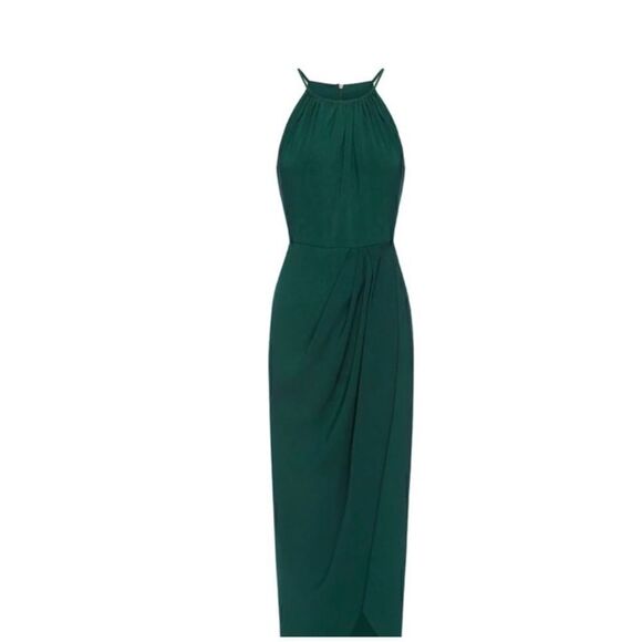 New Shona Joy High Neck Ruched Dress in Green size 4 - Picture 8 of 12